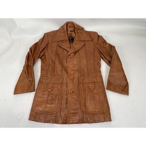 Richman Brothers International Collection Leather Jacket Mens Size 36 Brown
